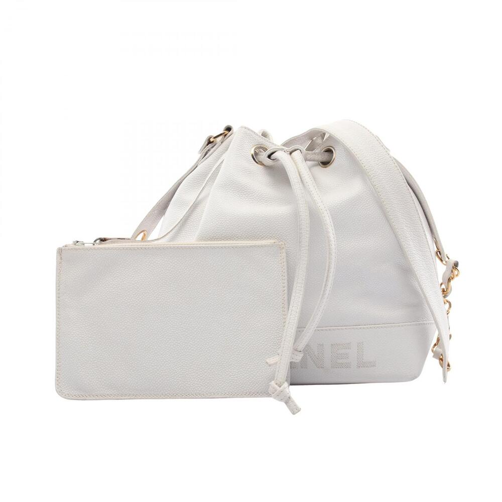 Chanel shoulder bag caviar grained calfskin white
